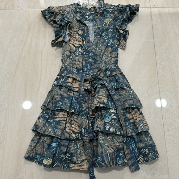 Ulla Johnson Floral Ruffle Dress in Blue - Picture 5 of 6